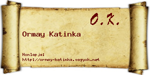 Ormay Katinka névjegykártya